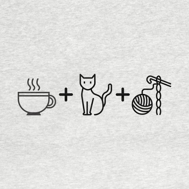 Coffee, Cats & Crochet - white by Tee's Tees